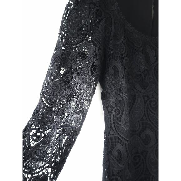 NEW Anthropologie Maeve Embroidered Black Lace Mini Dress - Size 8 - Picture 7 of 10